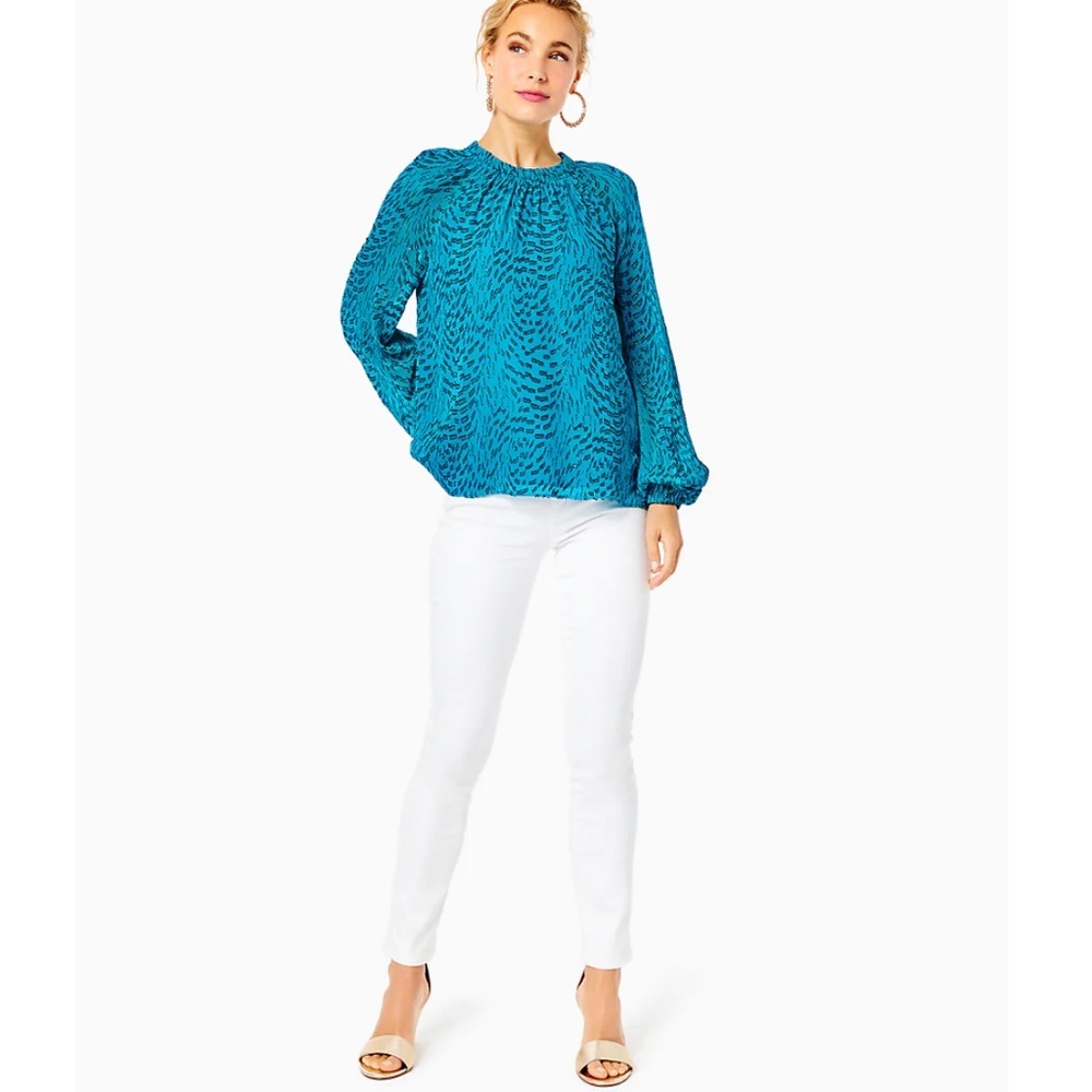 LILLY PULITZER Caline Long Sleeve Silk Top - Picture 5 of 7
